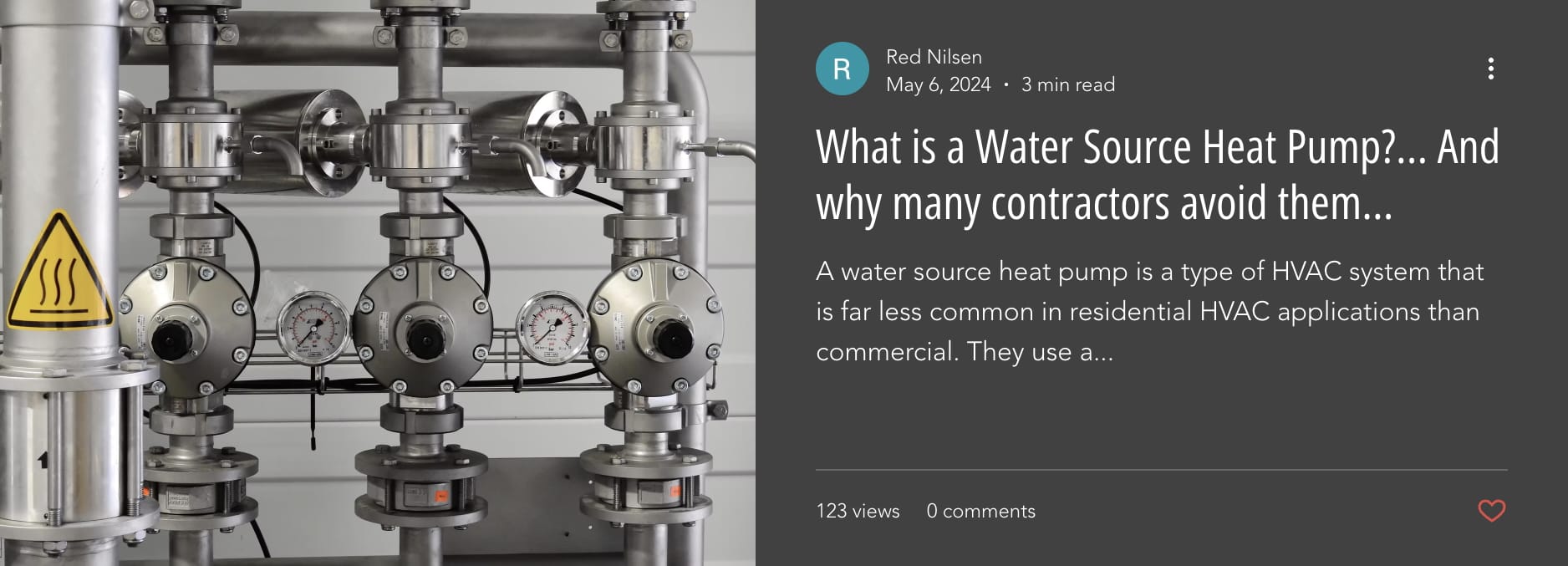 Surf Bros HVAC's most recent blog post, published in May 2024, titled What is a Water Source Heat Pump and why many contractors avoid them